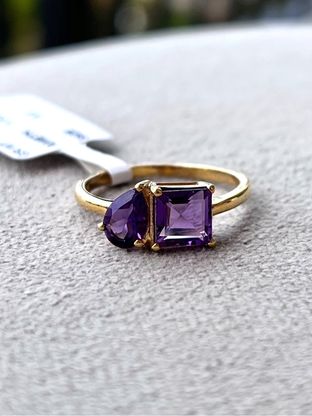 Gold Over Sterling Silver Double Purple Amethyst Ring Size 8